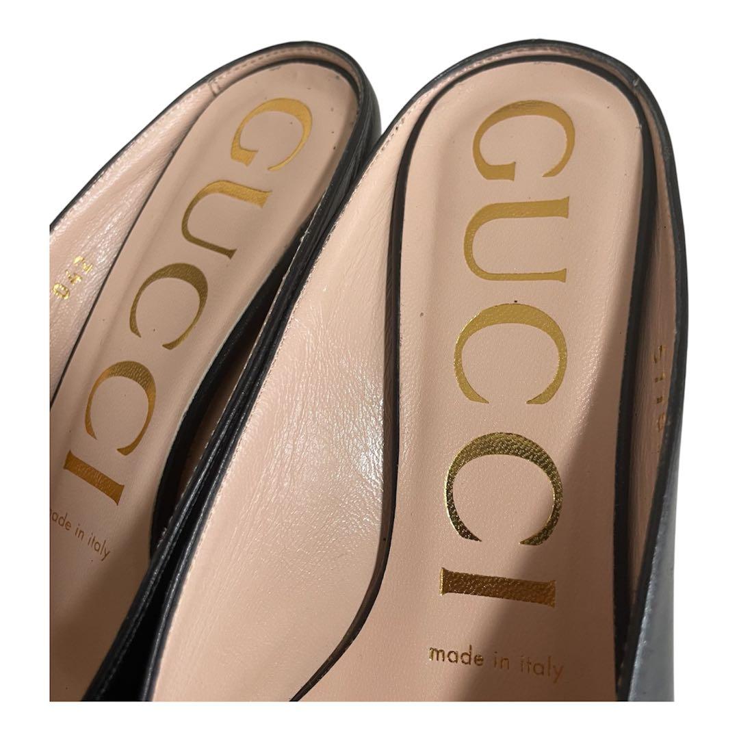 【新品未使用】GUCCI ブラックレザーパンプス GG ホースビット 36