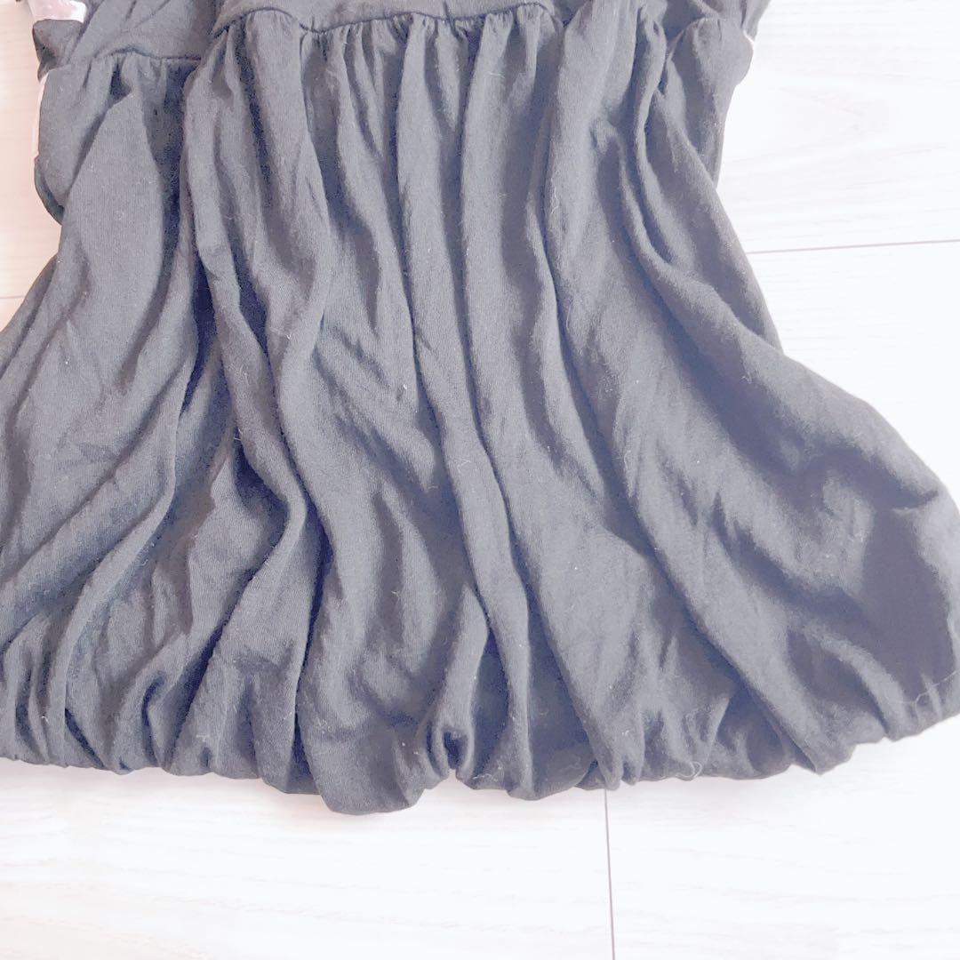 TRALALA・LIZLISA系 リボン付きフリルタンクトップ（黒×ピンク）