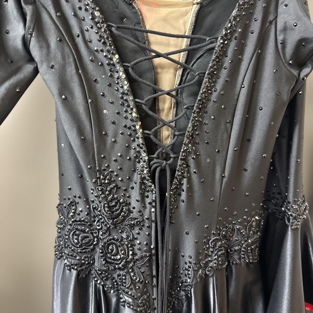 【サイズ不明】社交ダンス　ドレス　黒×赤