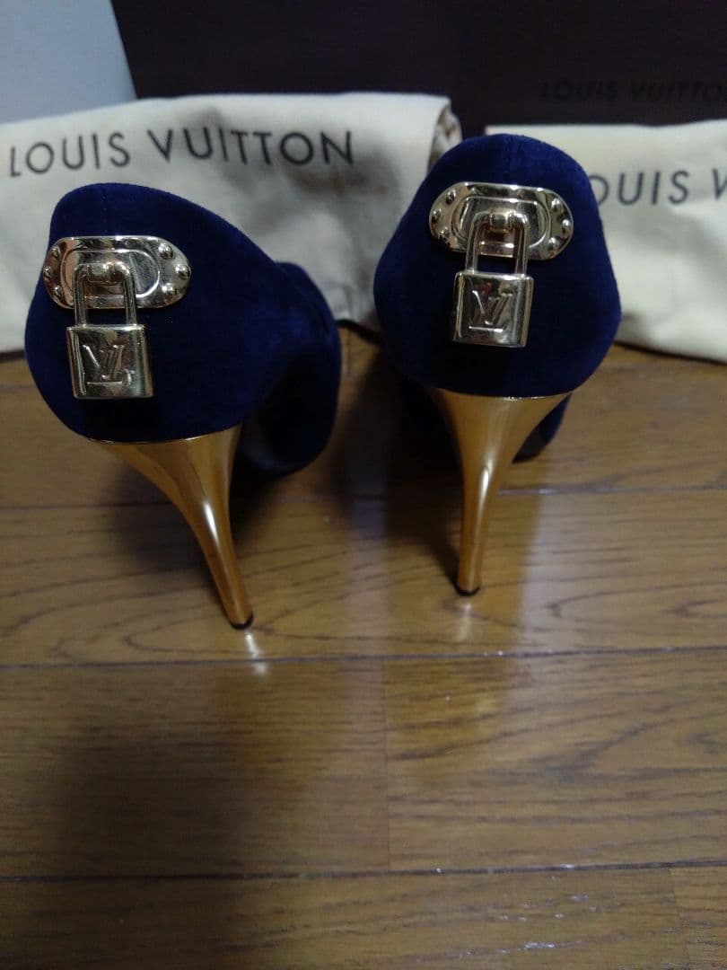 LOUIS VUITTON ルイヴィトン ネイビー オープントゥ ハイヒール