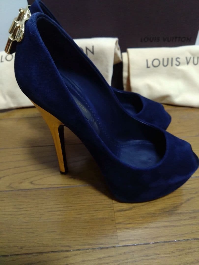 LOUIS VUITTON ルイヴィトン ネイビー オープントゥ ハイヒール