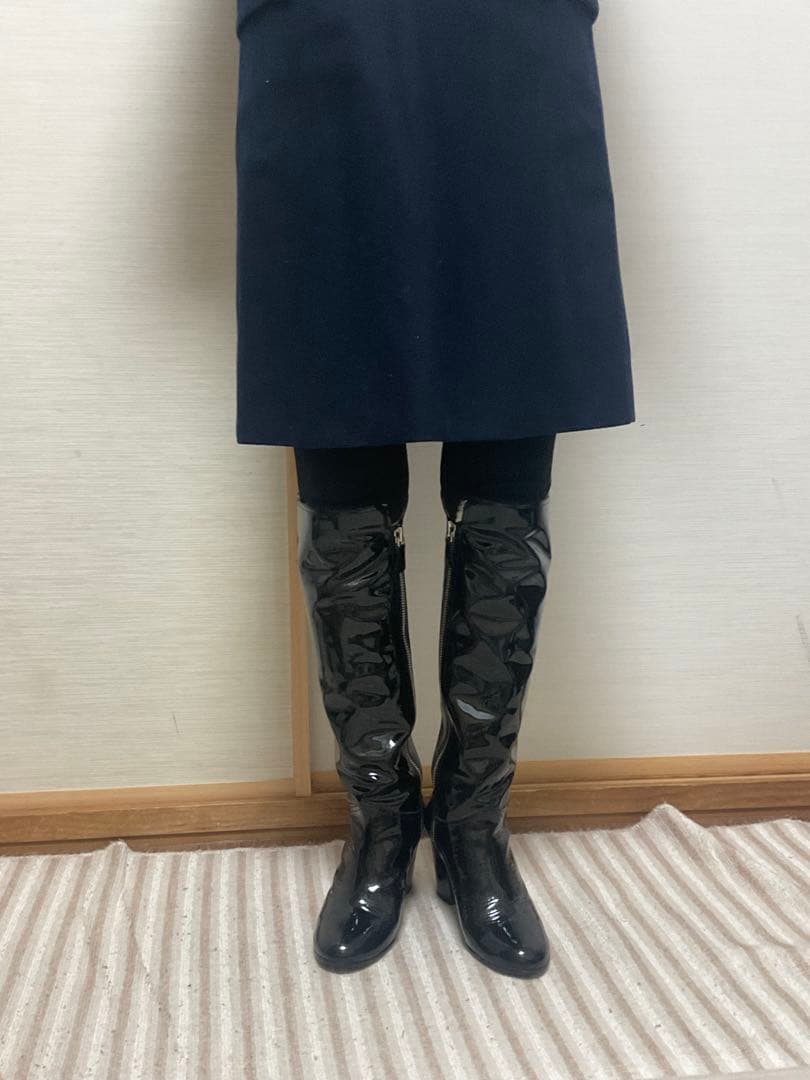 専用CHANEL ブラック パテントレザー ロングブーツ３７(23、5〜24cm