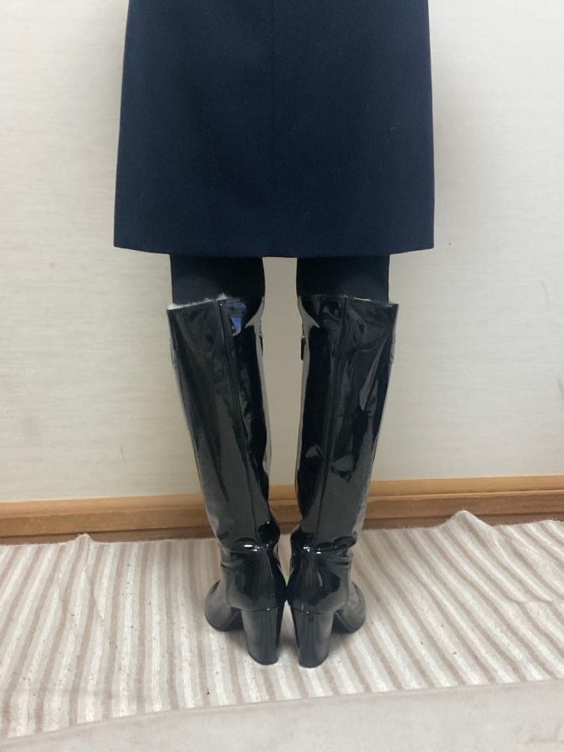 専用CHANEL ブラック パテントレザー ロングブーツ３７(23、5〜24cm