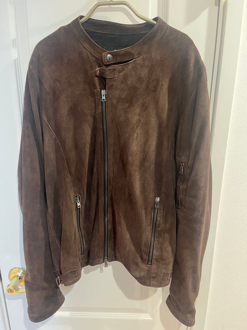 ブラウン スエード ライダースジャケット　イタリア製
