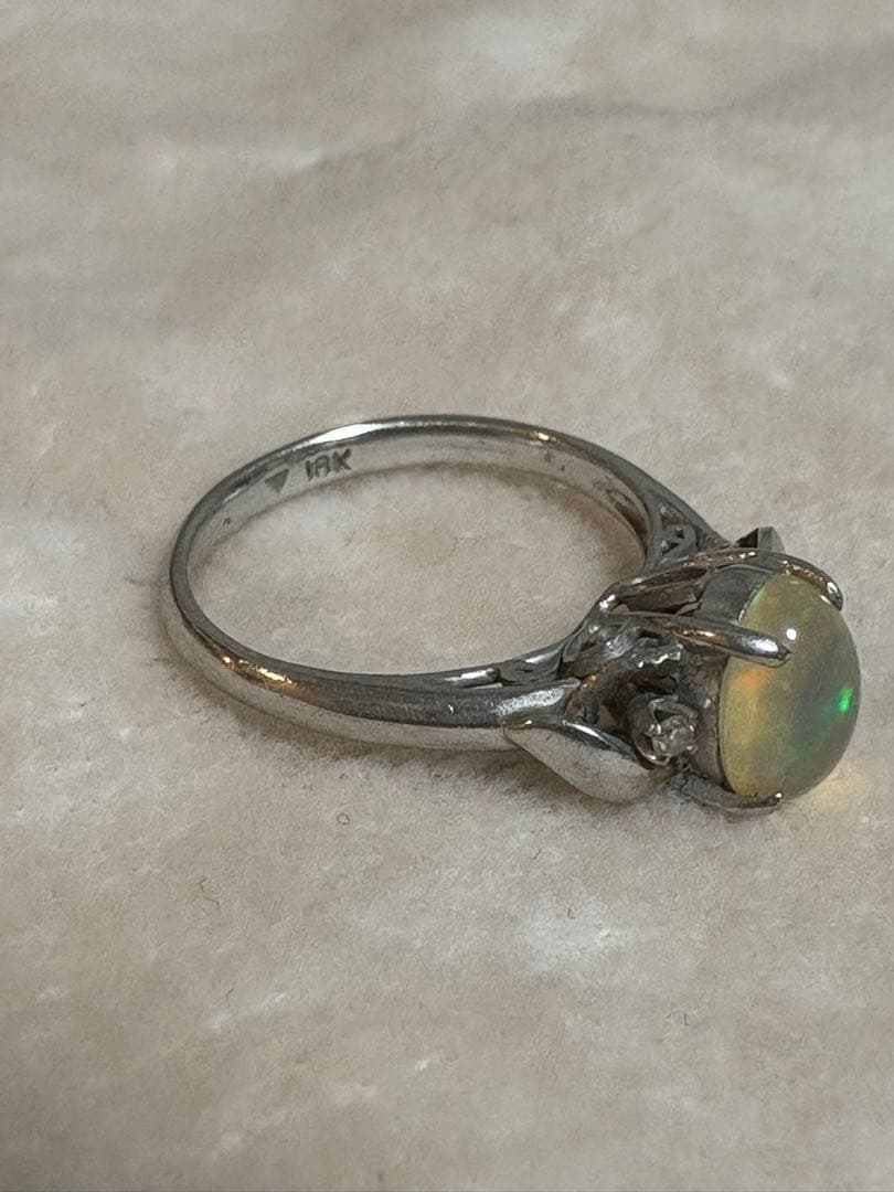 シルバーリング　K18 オパール