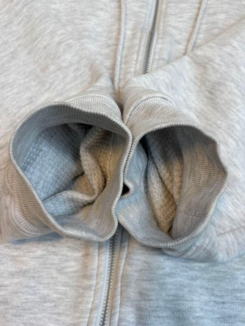 Lee リー 無地 裏サーマル ダブルフェイス ジップパーカー グレー