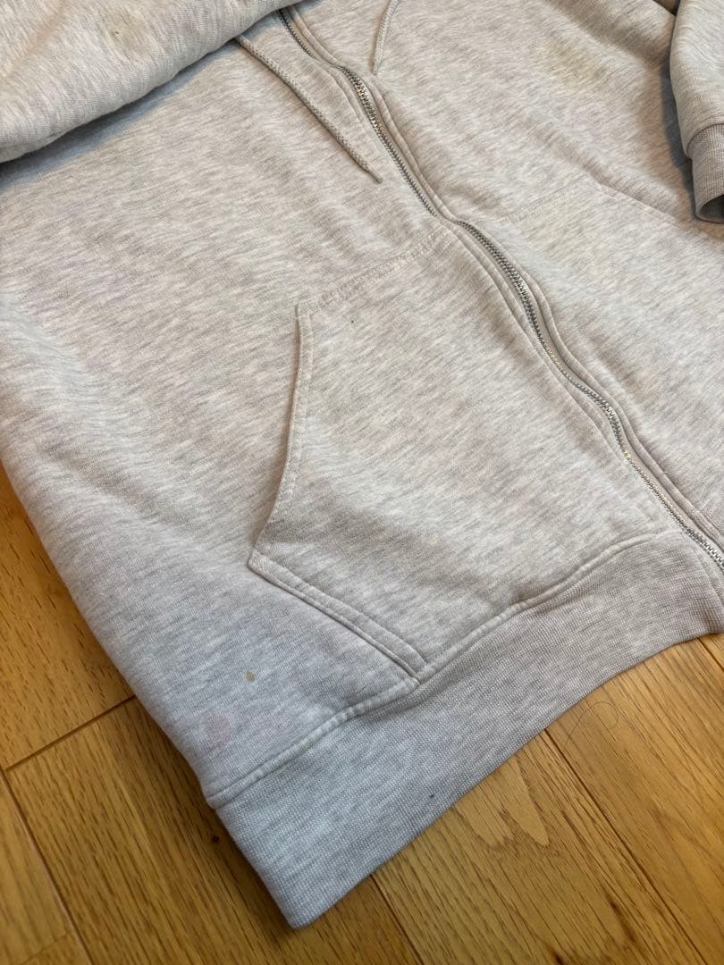 Lee リー 無地 裏サーマル ダブルフェイス ジップパーカー グレー