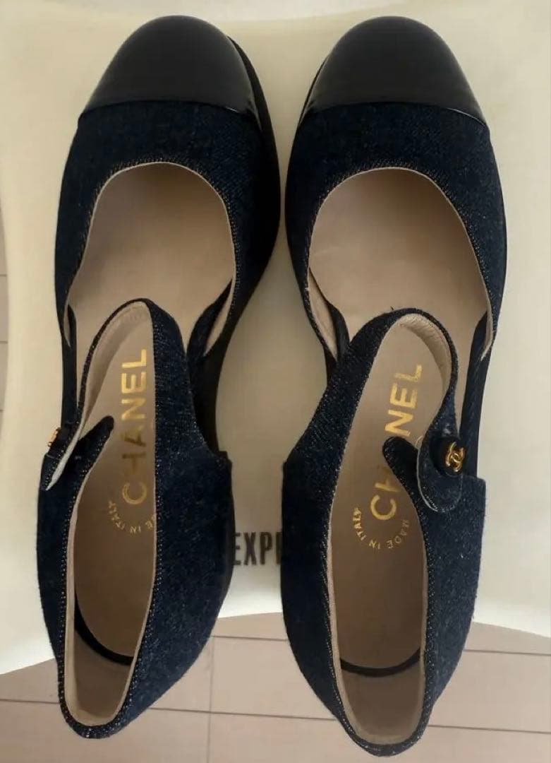 デニム×レザー　ココマークパンプス」