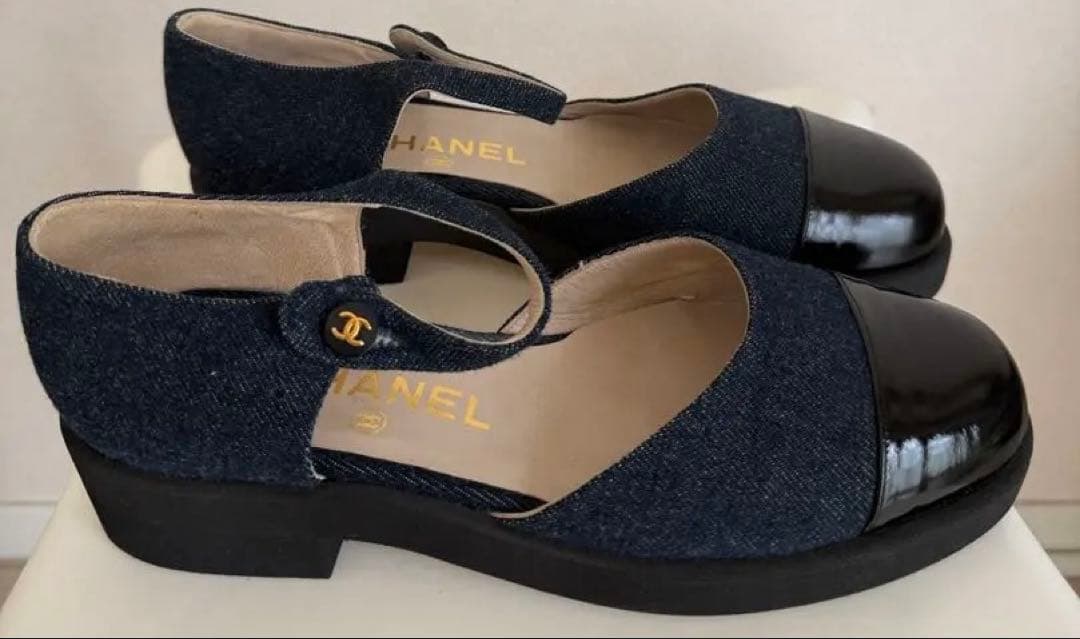 デニム×レザー　ココマークパンプス」