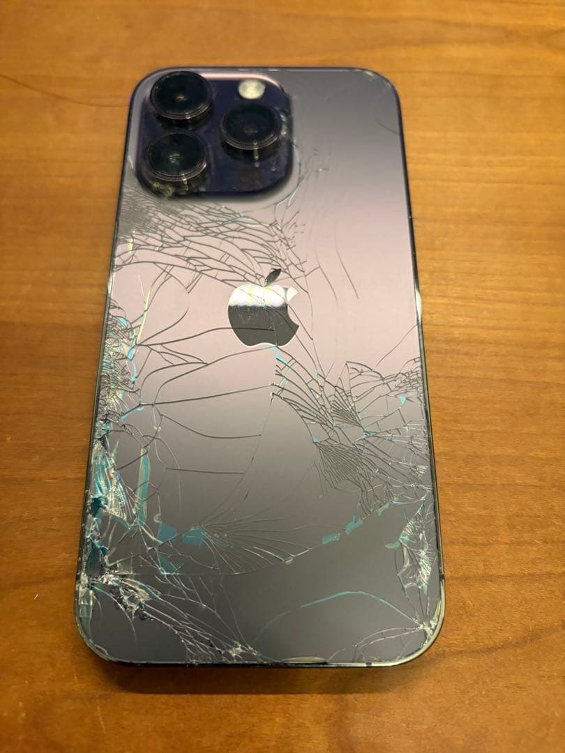 iPhone 14 Pro ディープパープル 本体 128GB 背面割れ