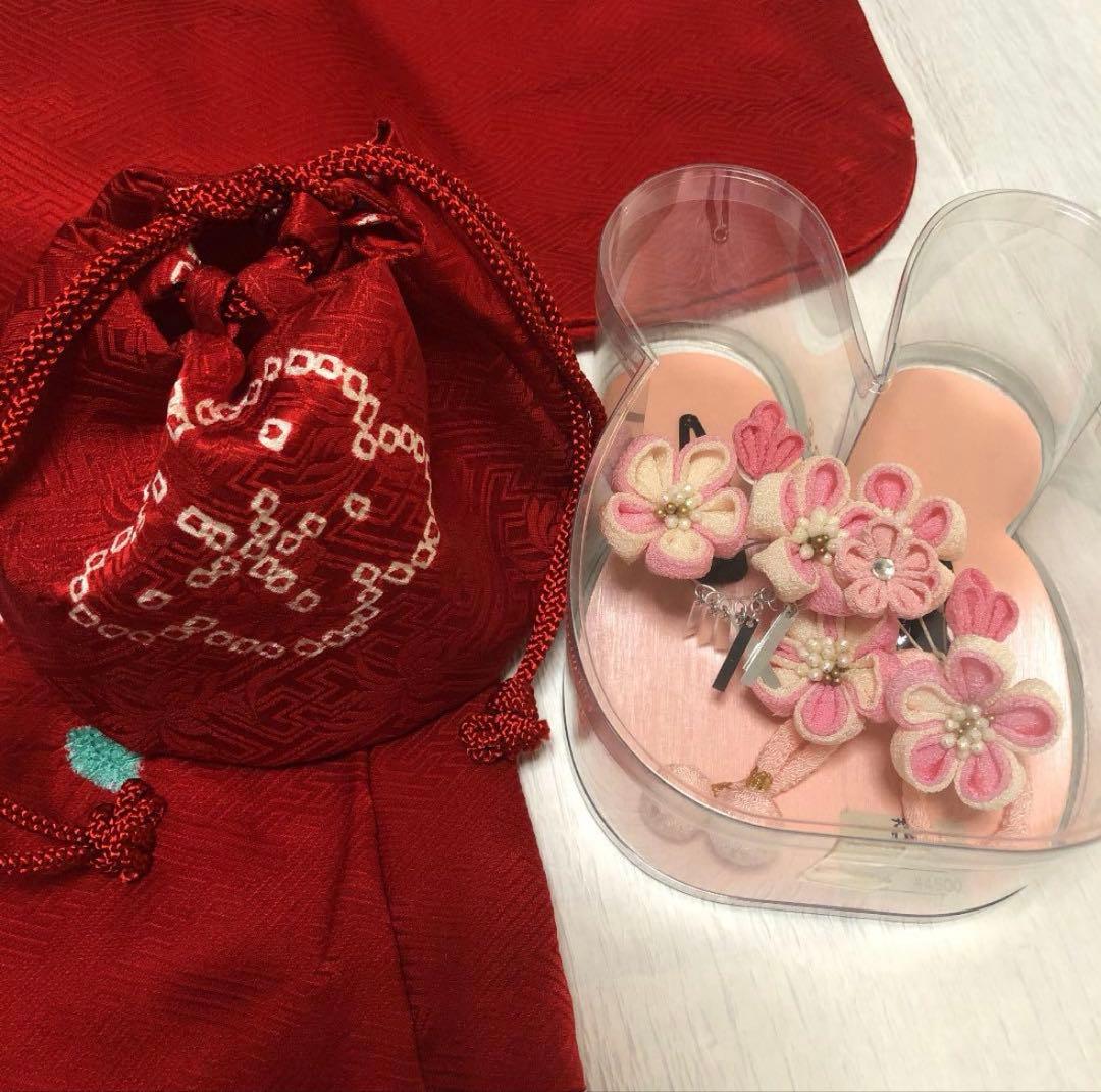 七五三　正絹　お着物　被布セット　3歳