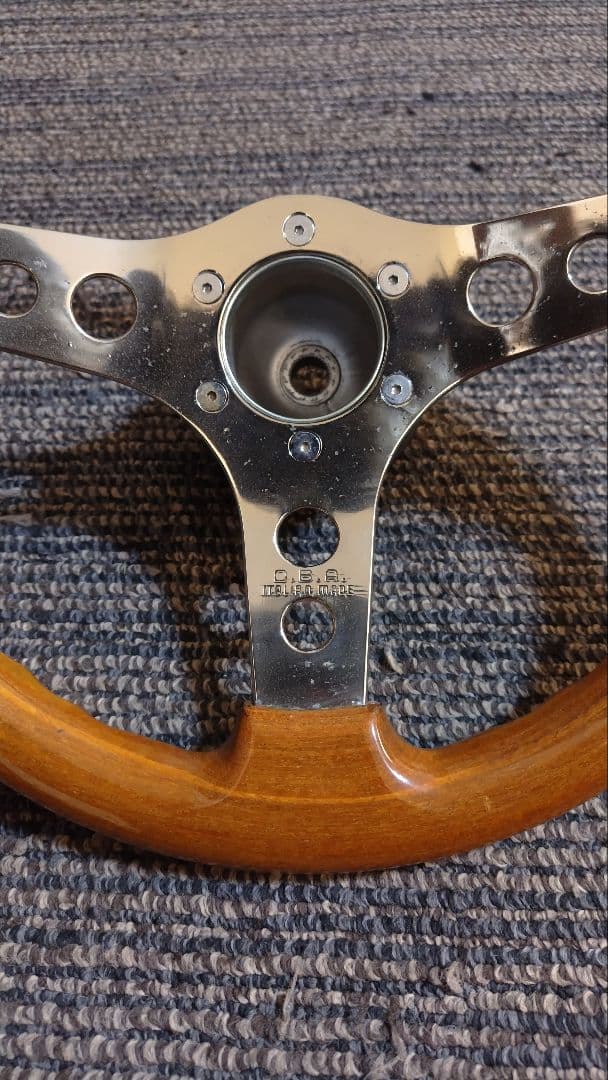 OBA ウッド製 ステアリング 約32.5cm ボス、ホーンスイッチ付き