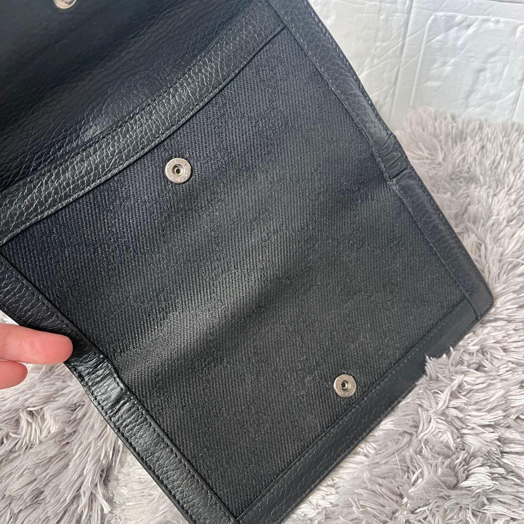 GUCCI✨GGキャンバス シルバーロゴ　Wホック ブラック　シボレザー　長財布