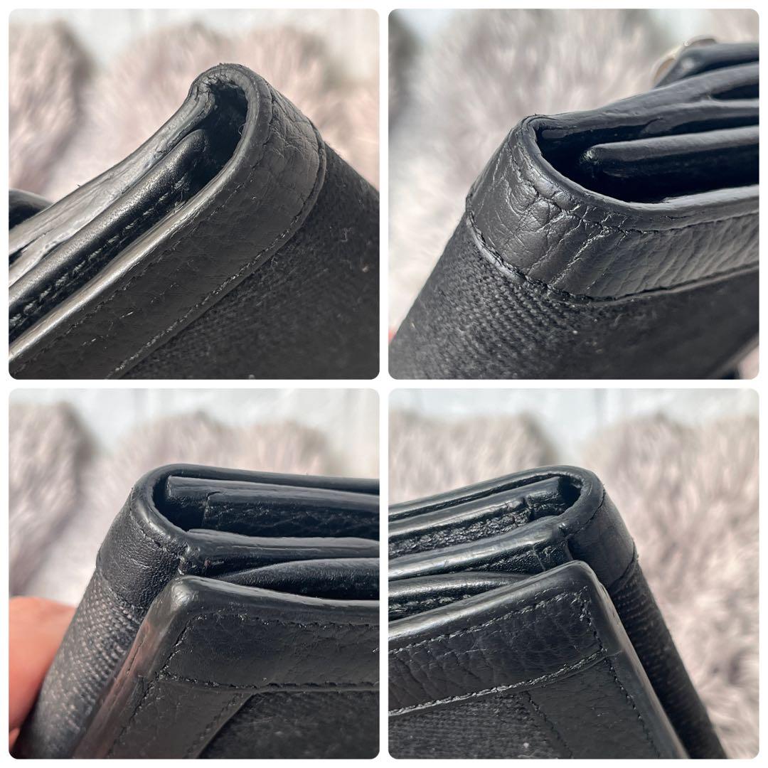 GUCCI✨GGキャンバス シルバーロゴ　Wホック ブラック　シボレザー　長財布