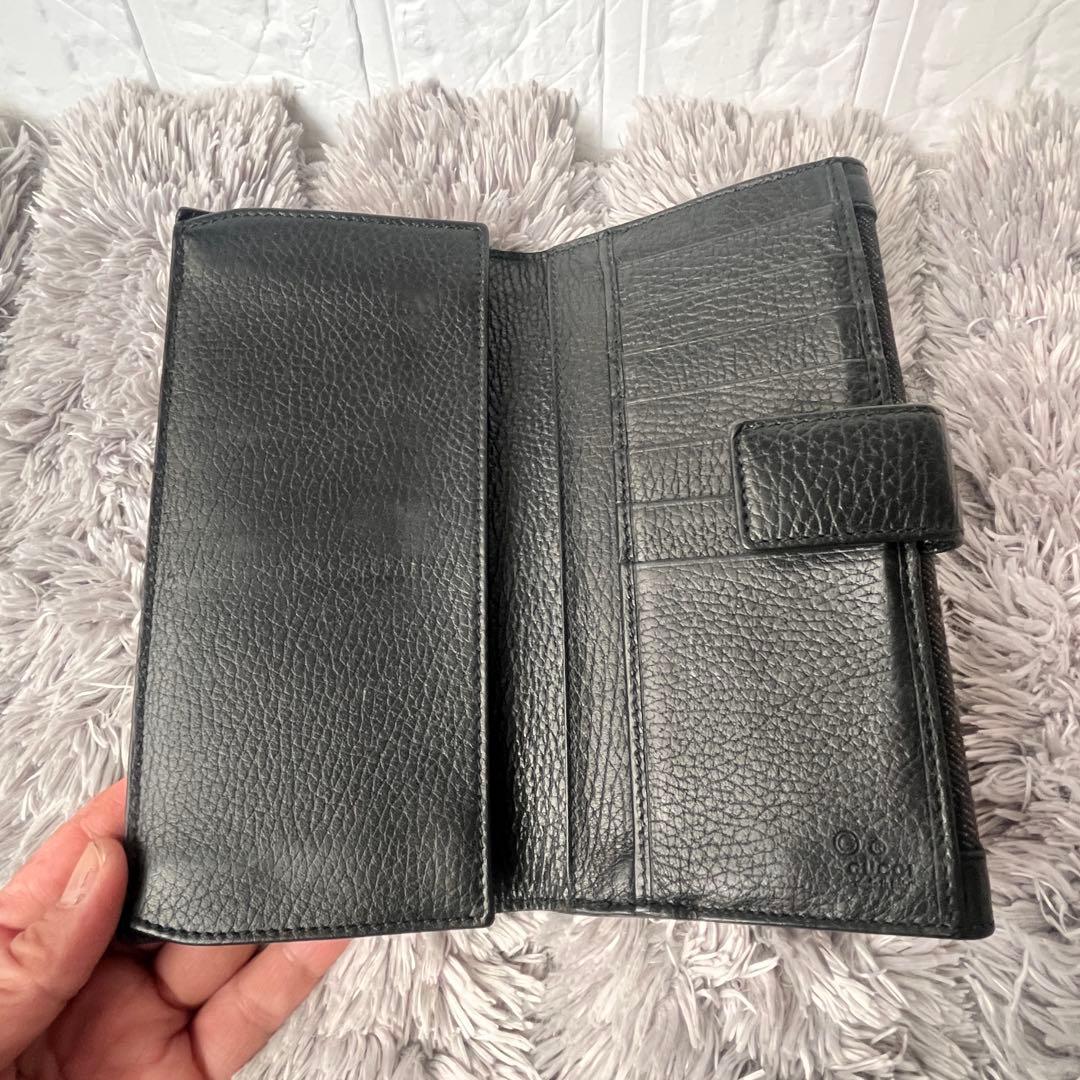 GUCCI✨GGキャンバス シルバーロゴ　Wホック ブラック　シボレザー　長財布
