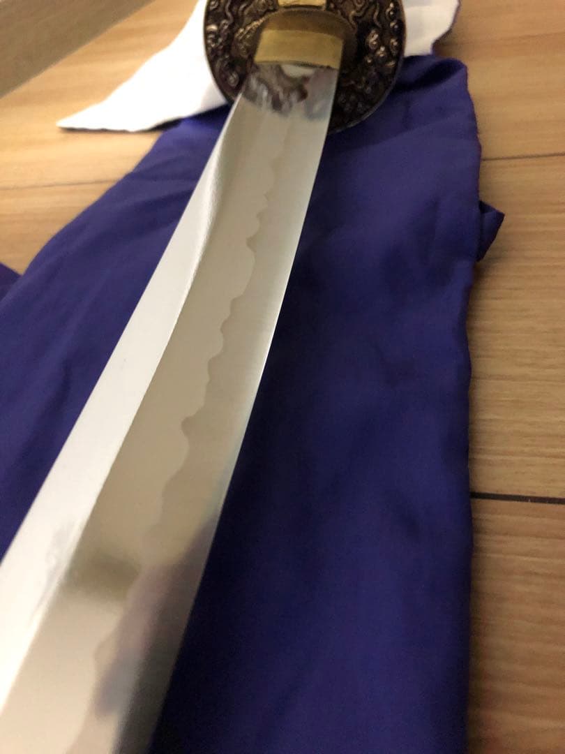 本格居合刀 左文字 左安吉写拵え雲龍楕円鍔刀袋付