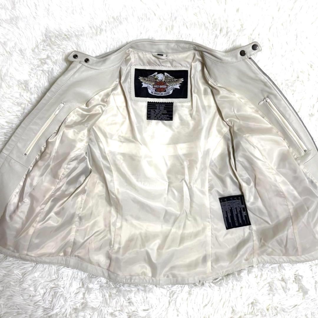 【美品】ハーレーダビッドソン　レザージャケット　レディース　オフホワイト