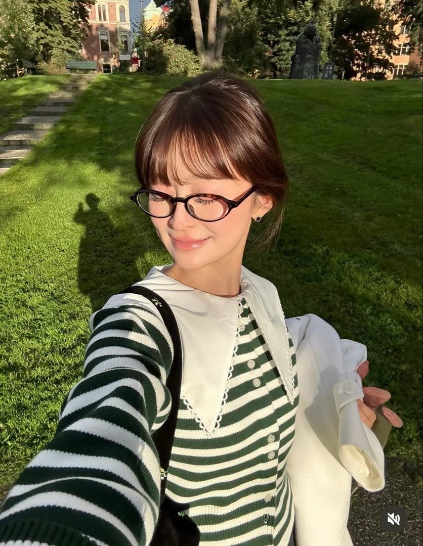 【新品未使用】Bibiy. ボーダー長袖ニットカーディガン