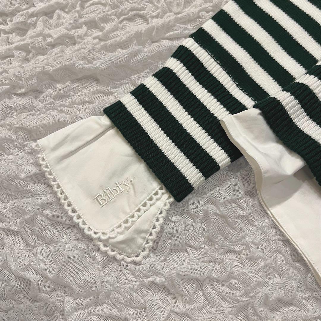【新品未使用】Bibiy. ボーダー長袖ニットカーディガン