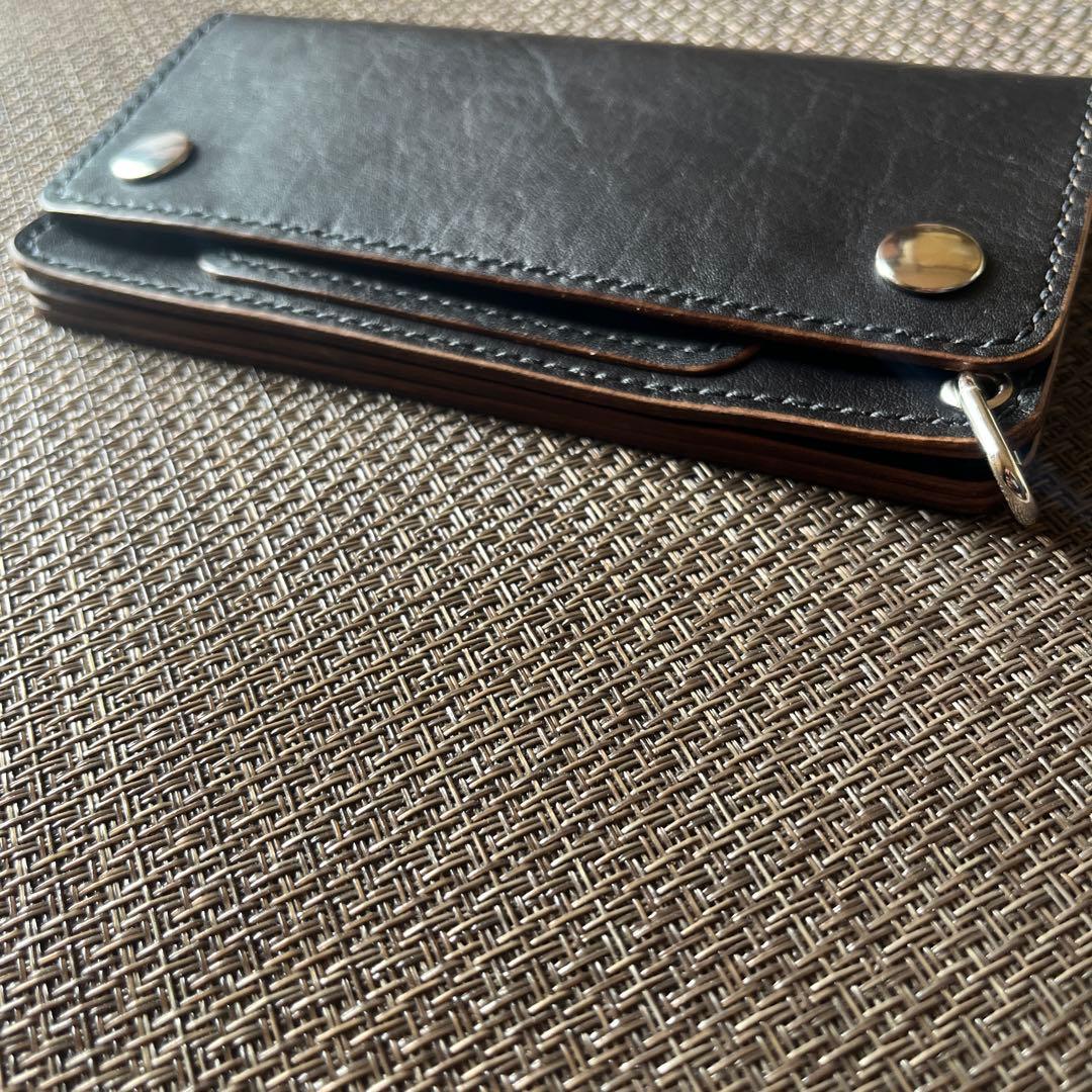 【週末限定価格】MARYAMホースフロントロングトラッカーウォレット茶芯ニッケル