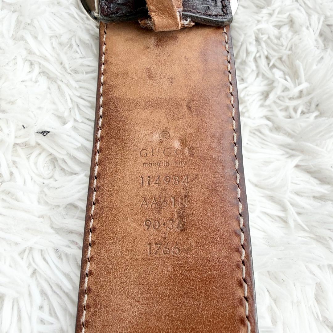 【美品】GUCCI ベルト インターロッキング GG デカロゴ シルバー