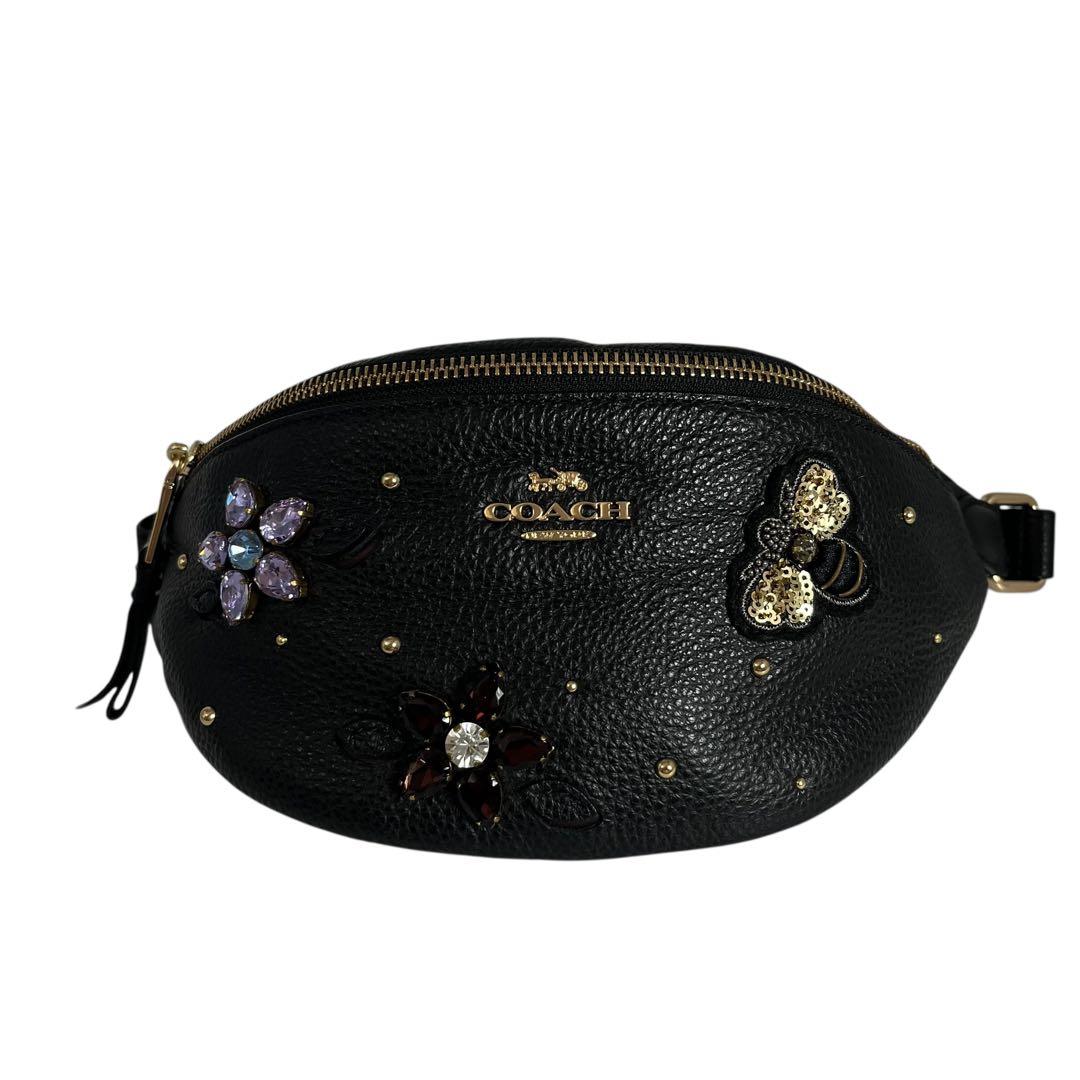 極美品✨ コーチ ボディバッグ 2way レザー ストーン 黒 海外限定 レア