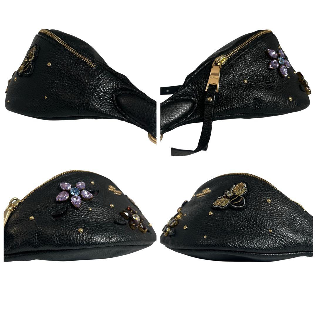 極美品✨ コーチ ボディバッグ 2way レザー ストーン 黒 海外限定 レア