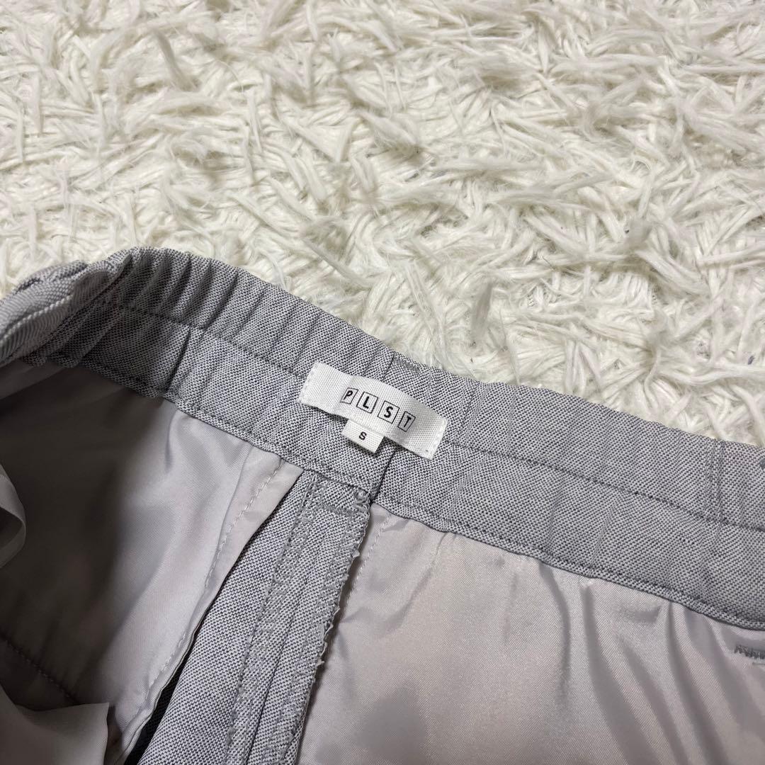 美品 PLST ノーカラー セットアップ スーツ ストレッチ グレー フォーマル