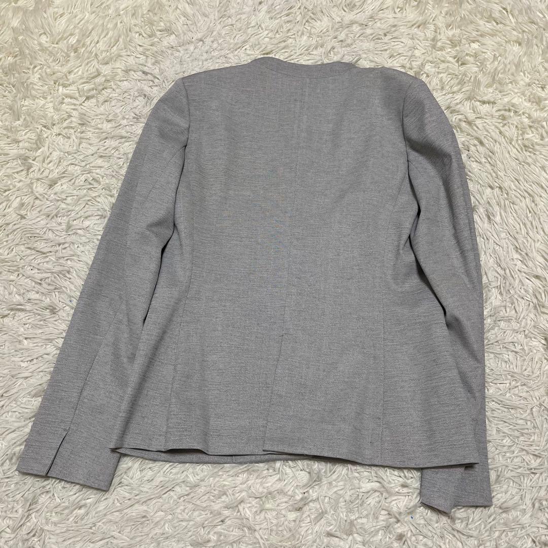 美品 PLST ノーカラー セットアップ スーツ ストレッチ グレー フォーマル