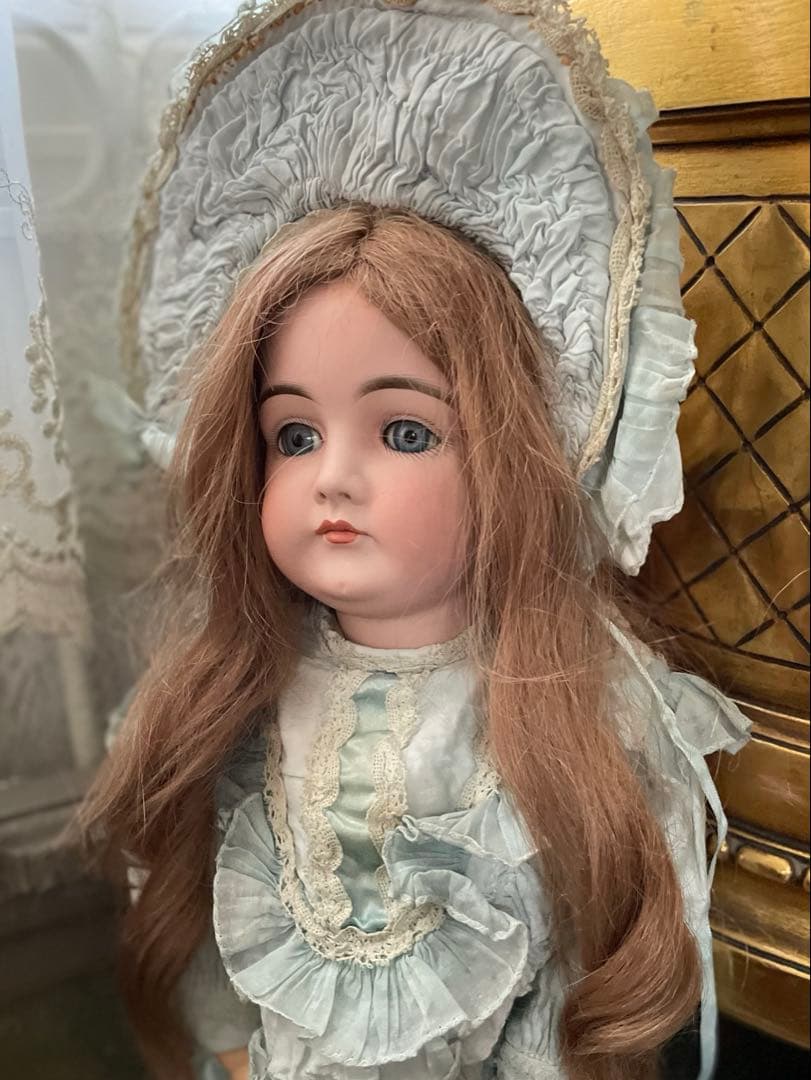 〜♡〜大きめ フランス製 人毛 ドールウィッグ 〜♡〜 アンティークビスクドール