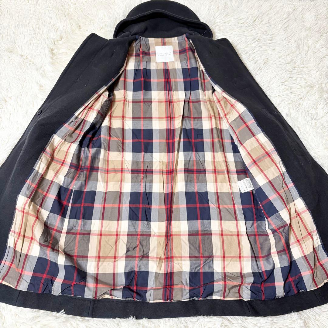 マッキントッシュフィロソフィー ハウスチェック裏地 ロングダッフルコートネイビー