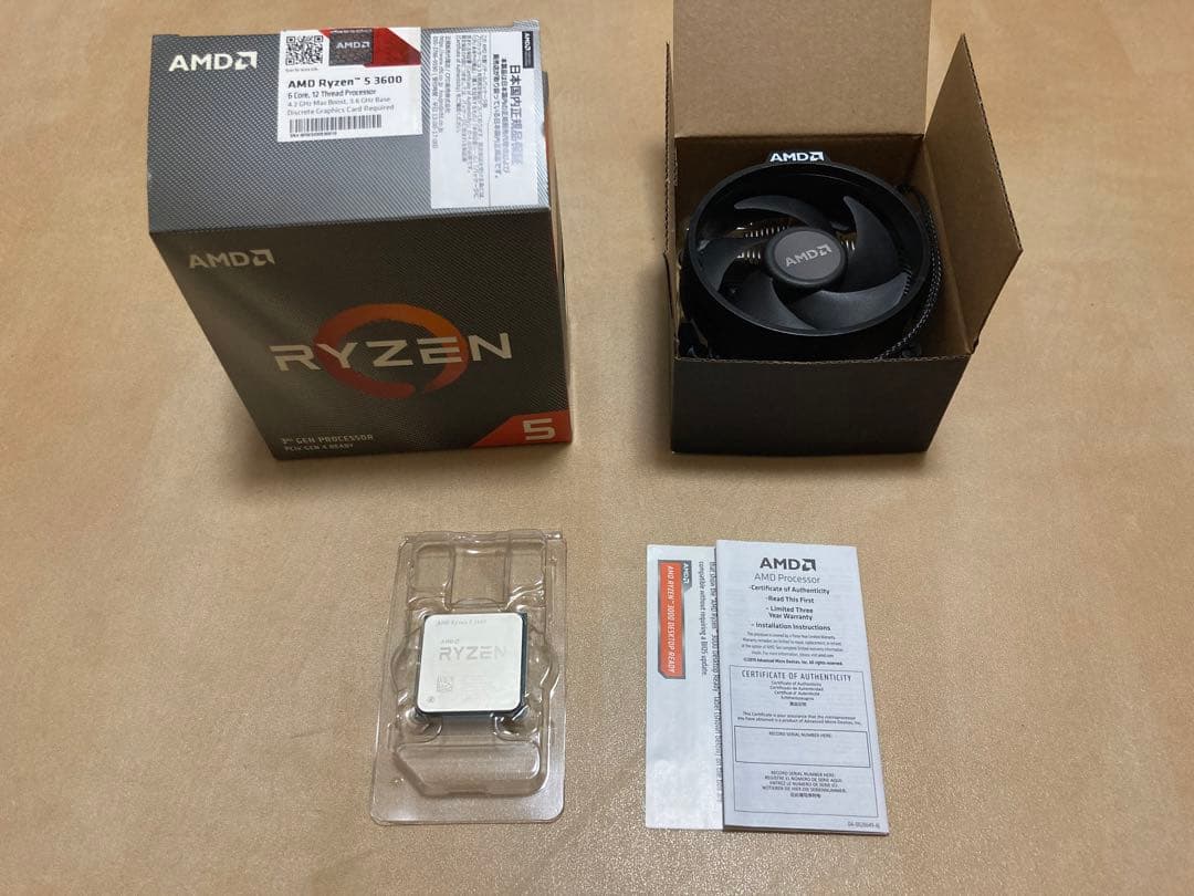 AMD Ryzen 5 3600 CPU + 付属CPUクーラー