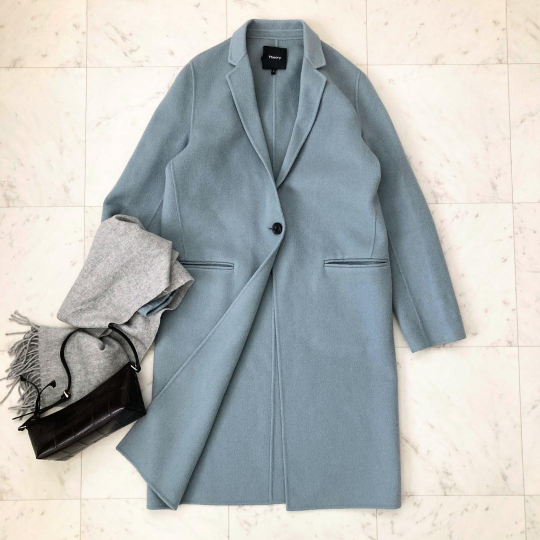 セオリー　ウールカシミヤリバーチェスターコート　S ブルー
