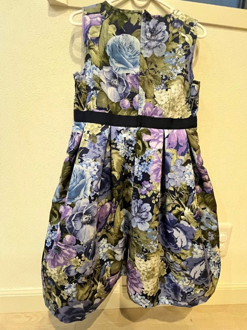 アナスイミニ　フォーマル　花柄　ノースリーブワンピース　ドレス　ネイビー　紫色