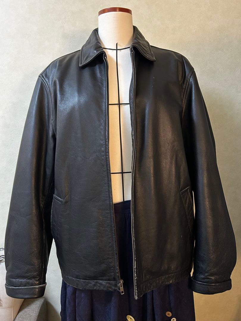 90s OLD GAP leather zip up jacket 中綿