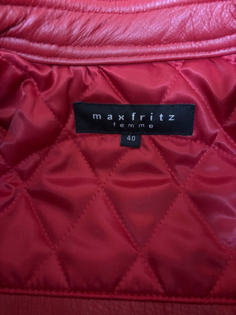 max fritz 赤 シングルライダースジャケット 40