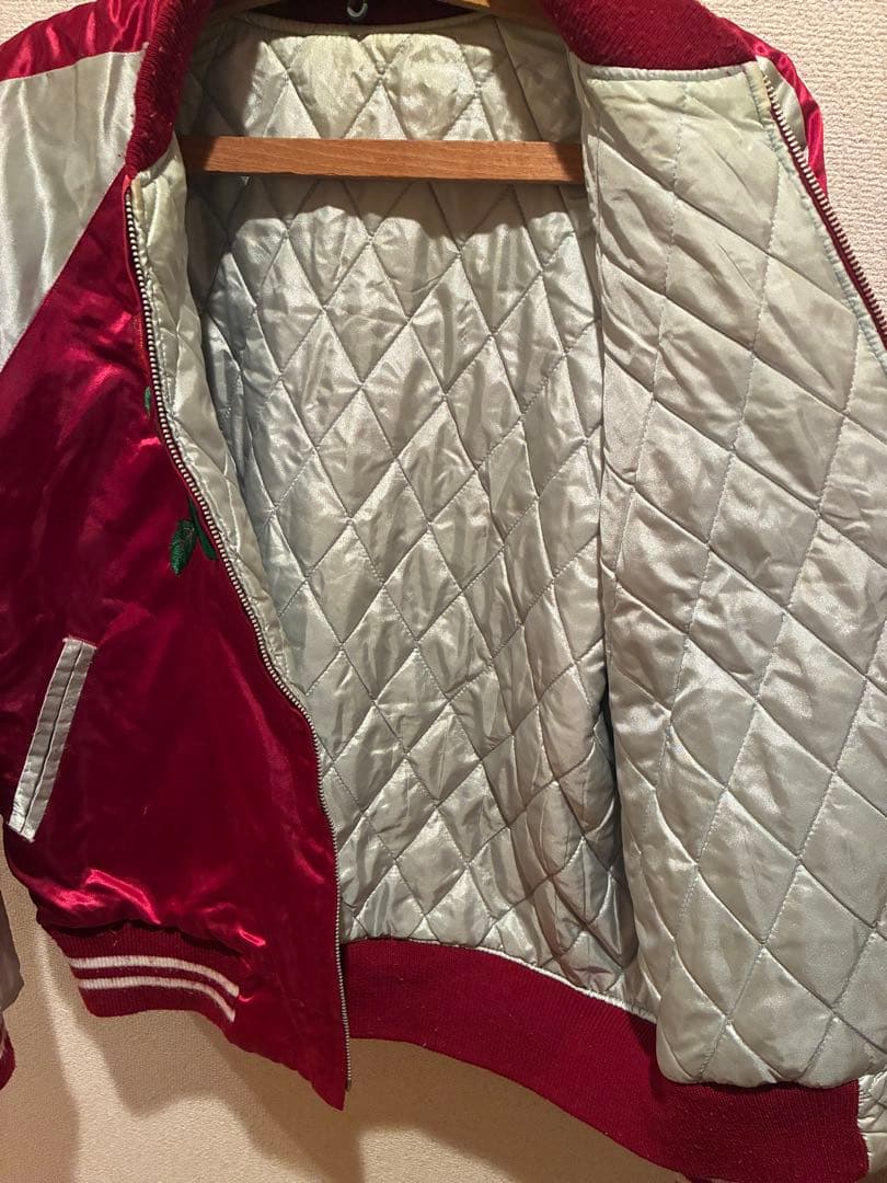 横須賀 スカジャン 薔薇 刺繍 サテン　ドブ板　スーベニア　ミリタリー　90s