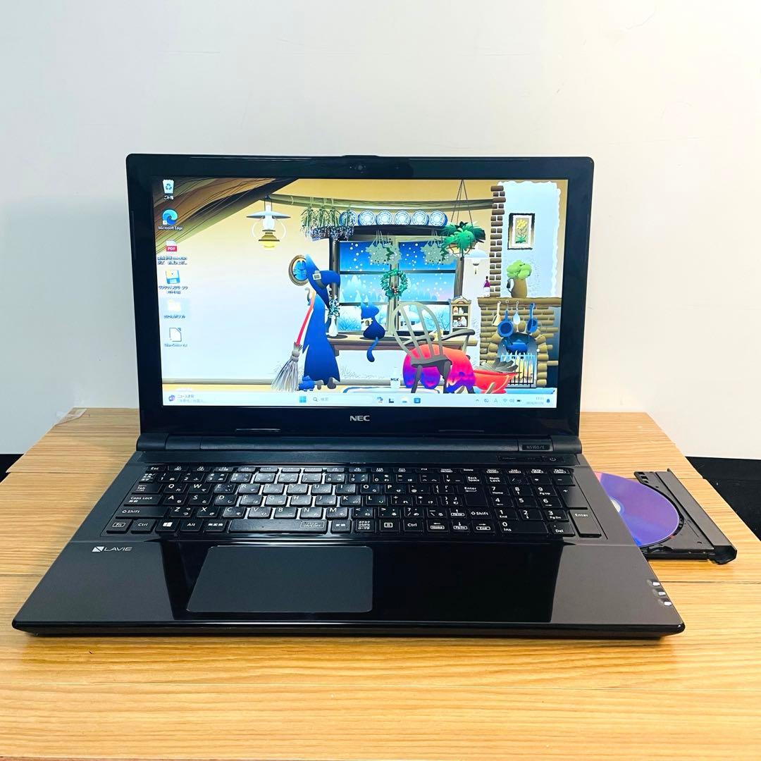 ピアノブラックNECノートパソコンwin11オフィステレワークカメラDVD