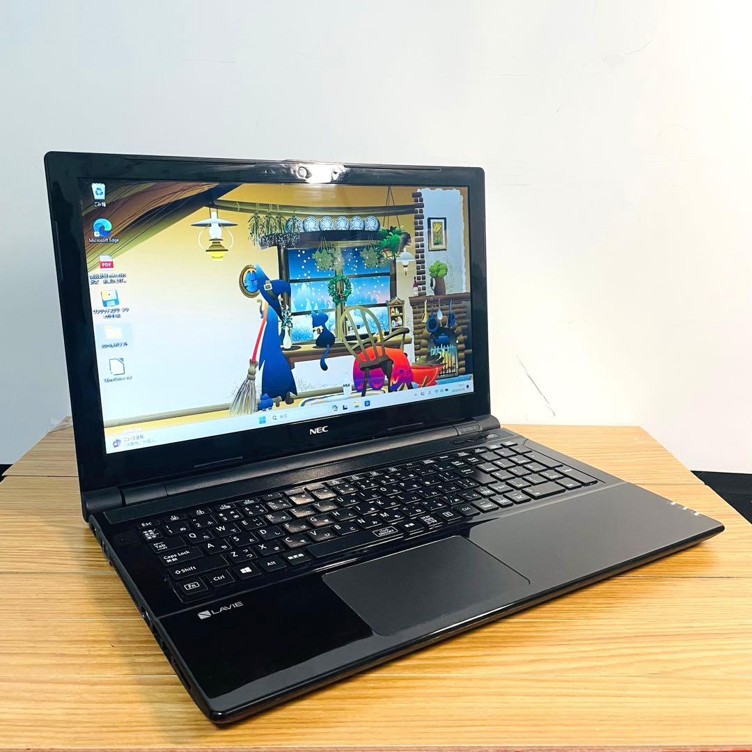 ピアノブラックNECノートパソコンwin11オフィステレワークカメラDVD