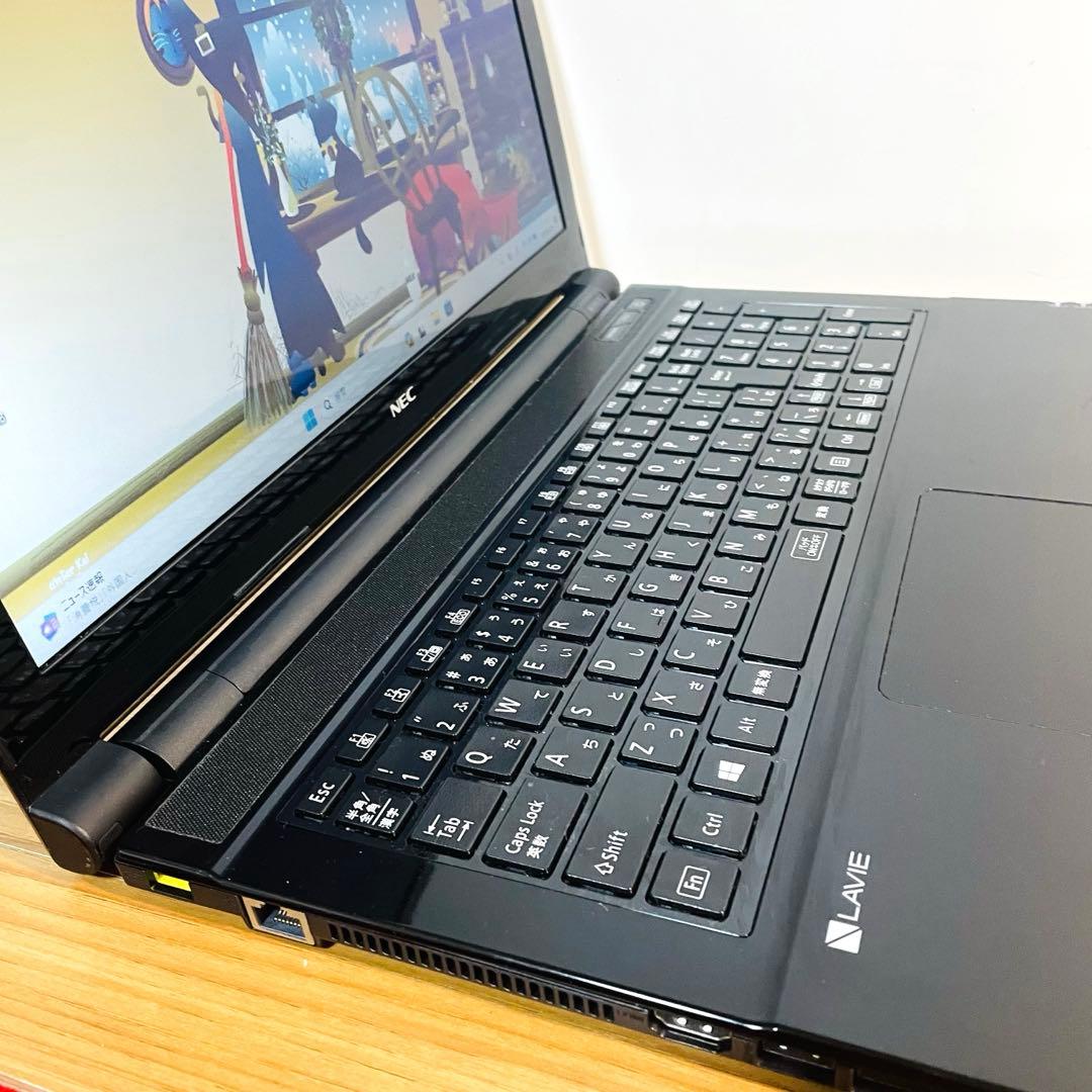 ピアノブラックNECノートパソコンwin11オフィステレワークカメラDVD