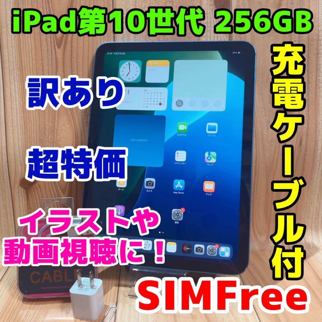 訳あり SIMフリー 本体 iPad第10世代 256 GB 055 ブルー