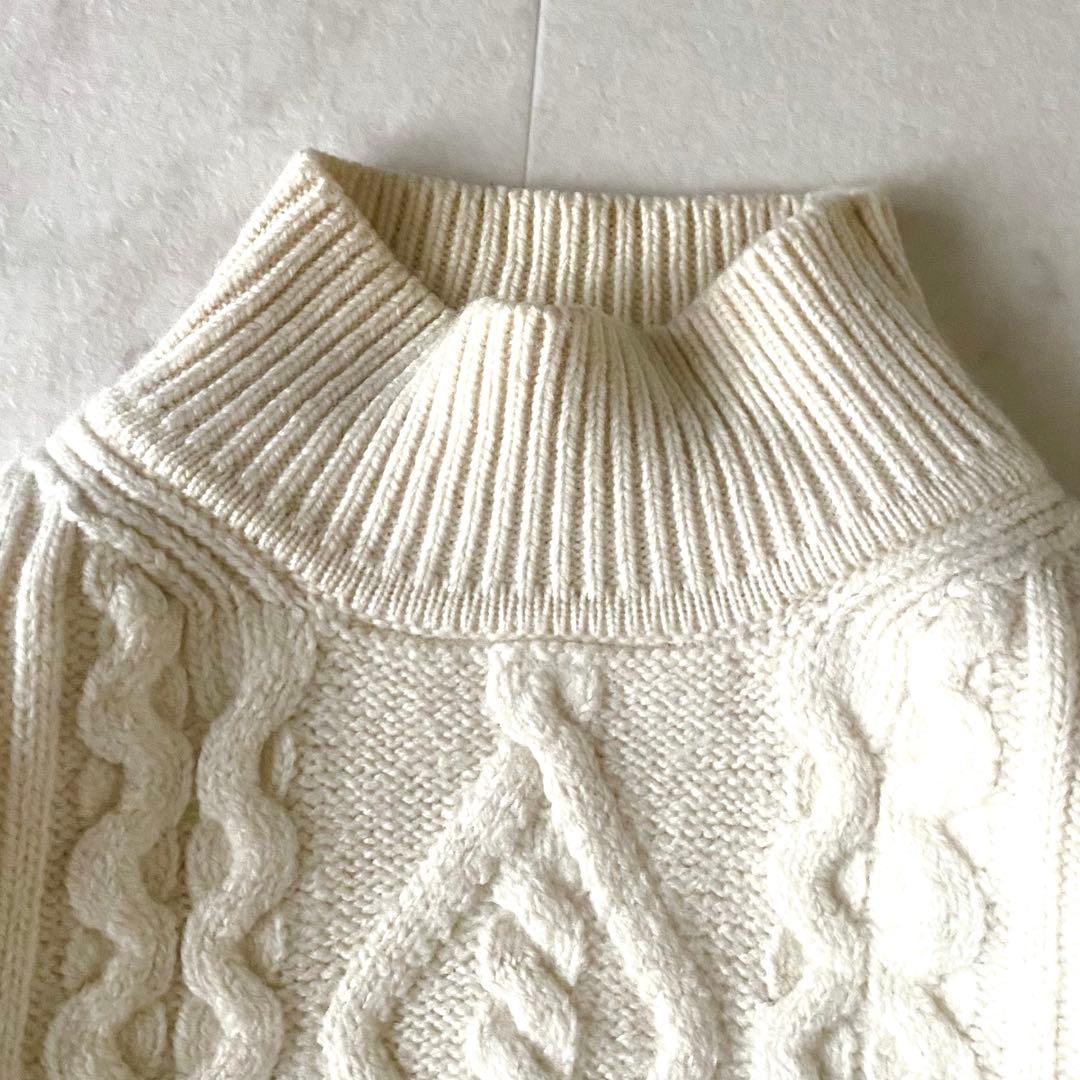 美品☆アランウーレンミルズ 洗える ハイネック ケーブルニット ゆったり