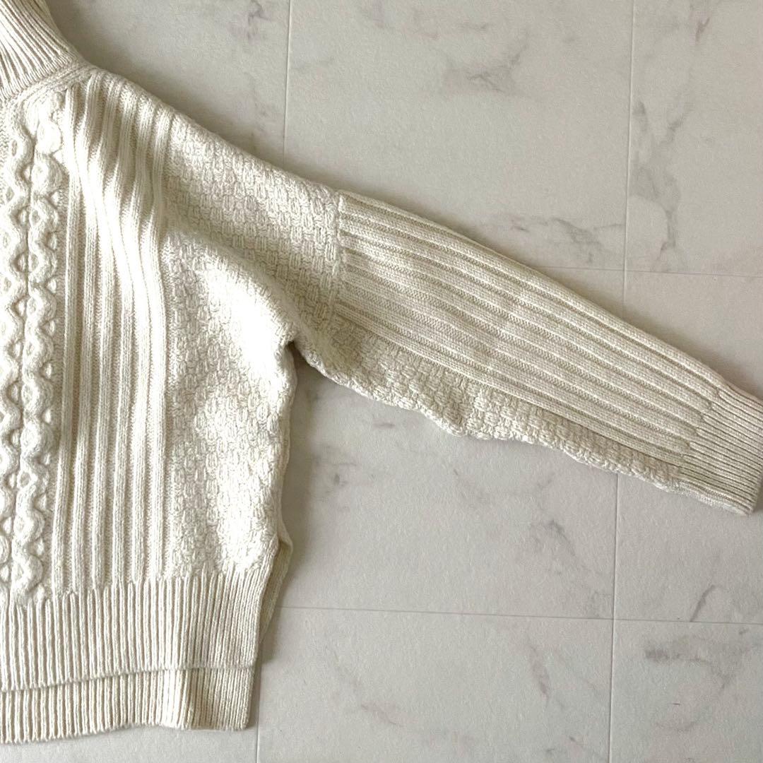 美品☆アランウーレンミルズ 洗える ハイネック ケーブルニット ゆったり