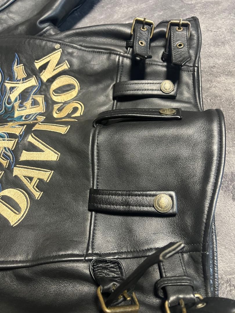 超希少　ブルーファイヤーパターンHarley Davidson レザージャケット