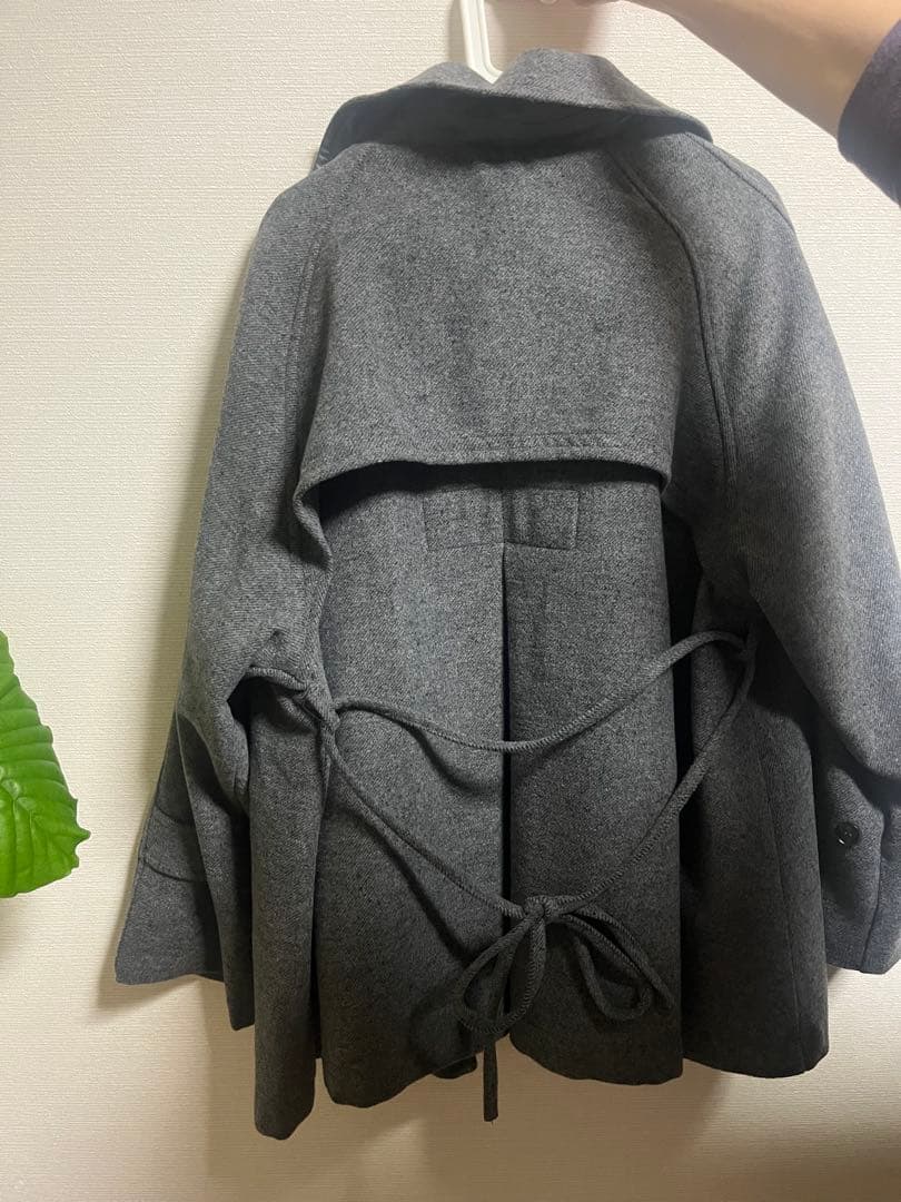 ダッフルフレアコート ベスト付き チャコールグレー