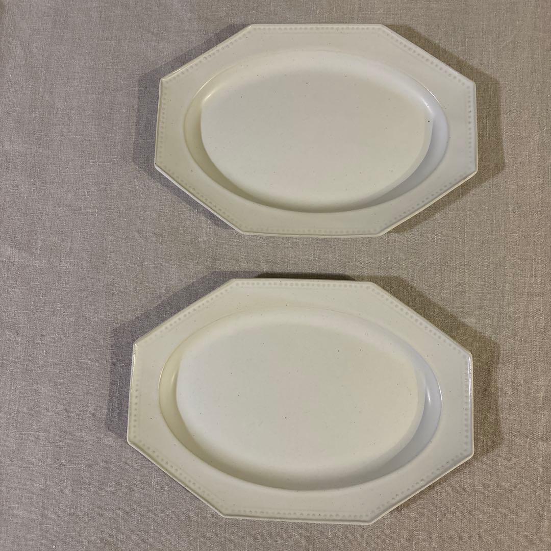 吉田健宗さん白釉オクトゴナル長皿 2枚