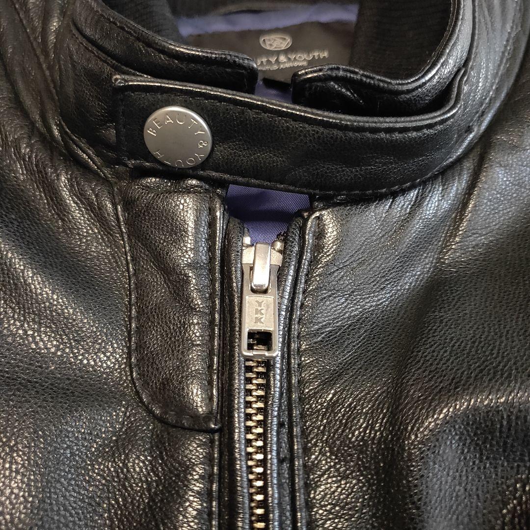 ユナイテッドアローズ ラムレザー ライダースジャケット L 短丈 リブ