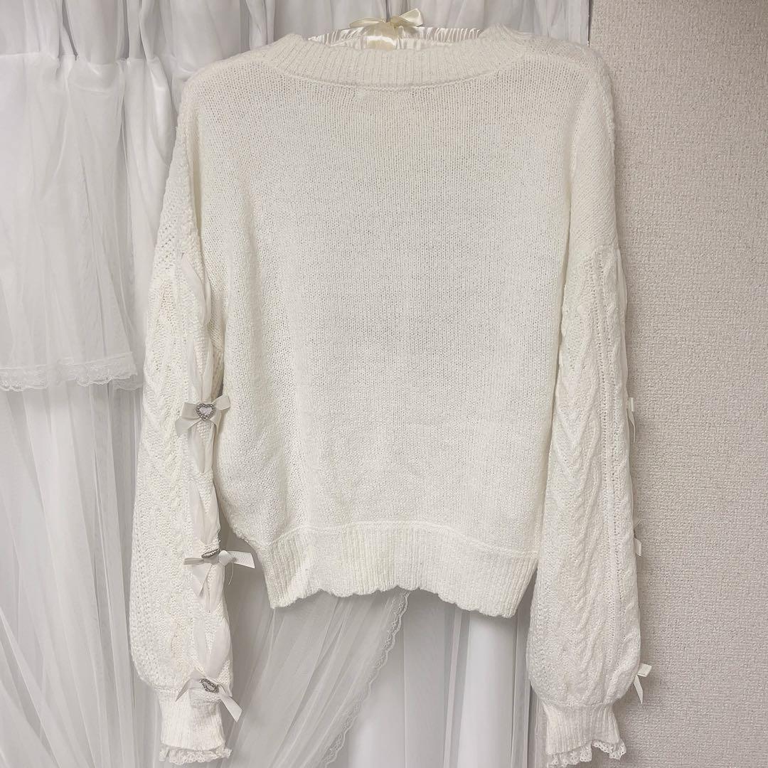 LIZLISA Twin Bearsニットトップス ホワイト