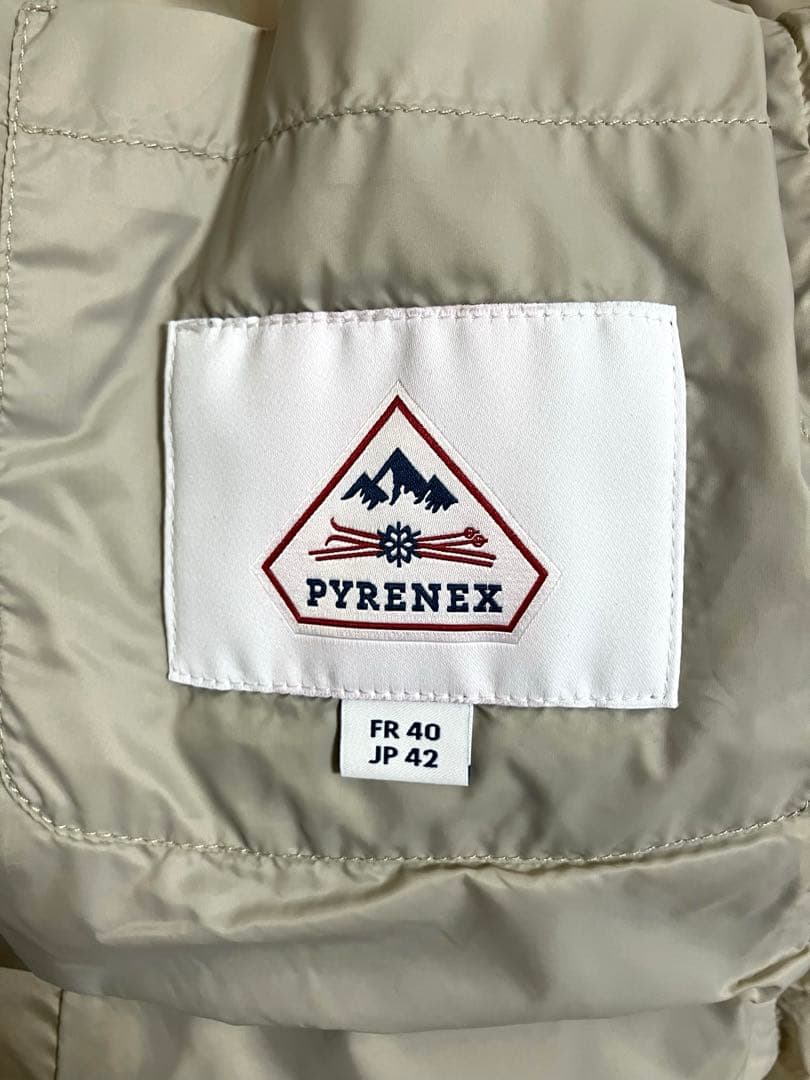 ピレネックス カンヌ2★春まで着れるノーカラーダウン★グレージュ42