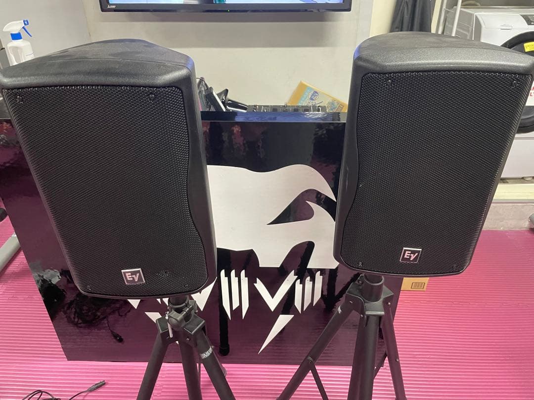 EV スピーカー スタンド付き　電源ケーブル　他ケーブル付き